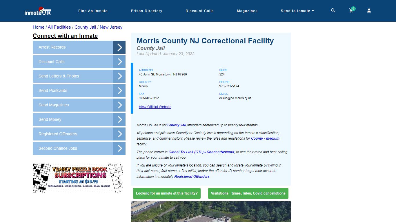 Morris County NJ Correctional Facility - Inmate Locator - Morristown, NJ